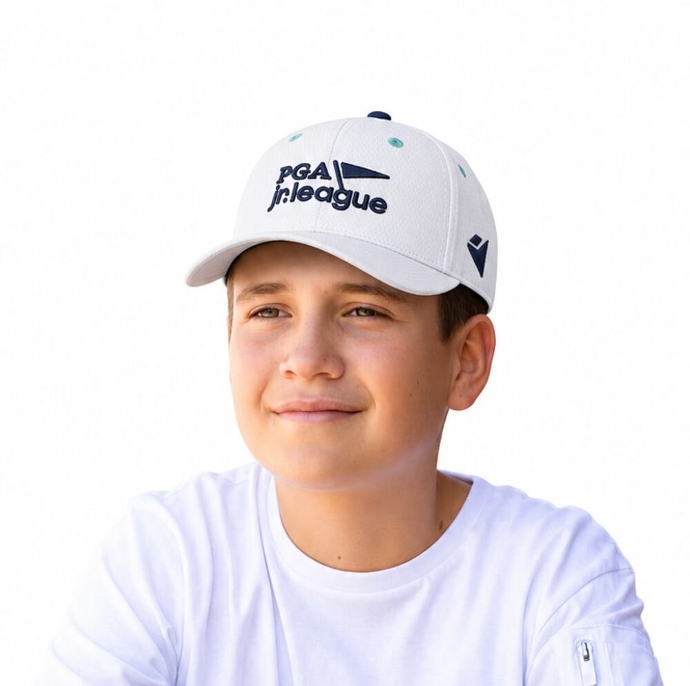 Official PGA Jr League Macron Golf Hat White Performance Adjustable Cap NWT